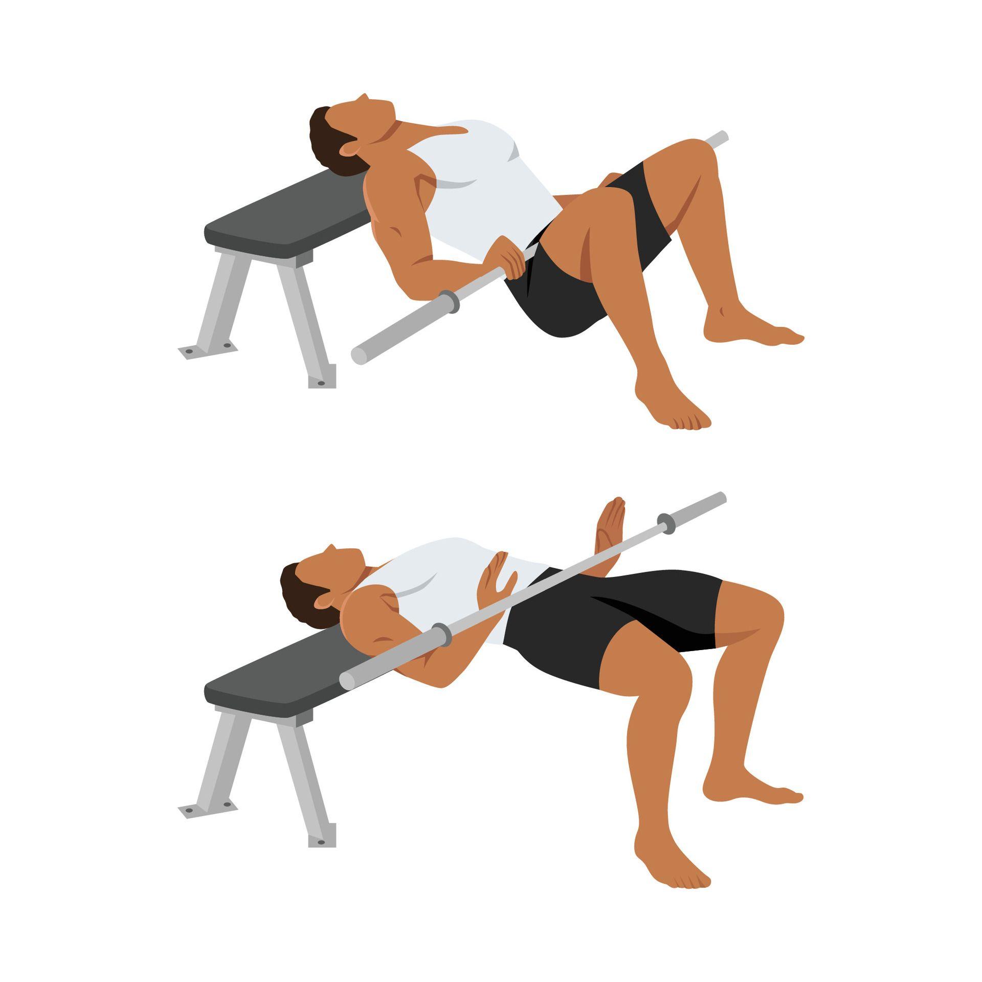 Illustration av man som kör hip thrust