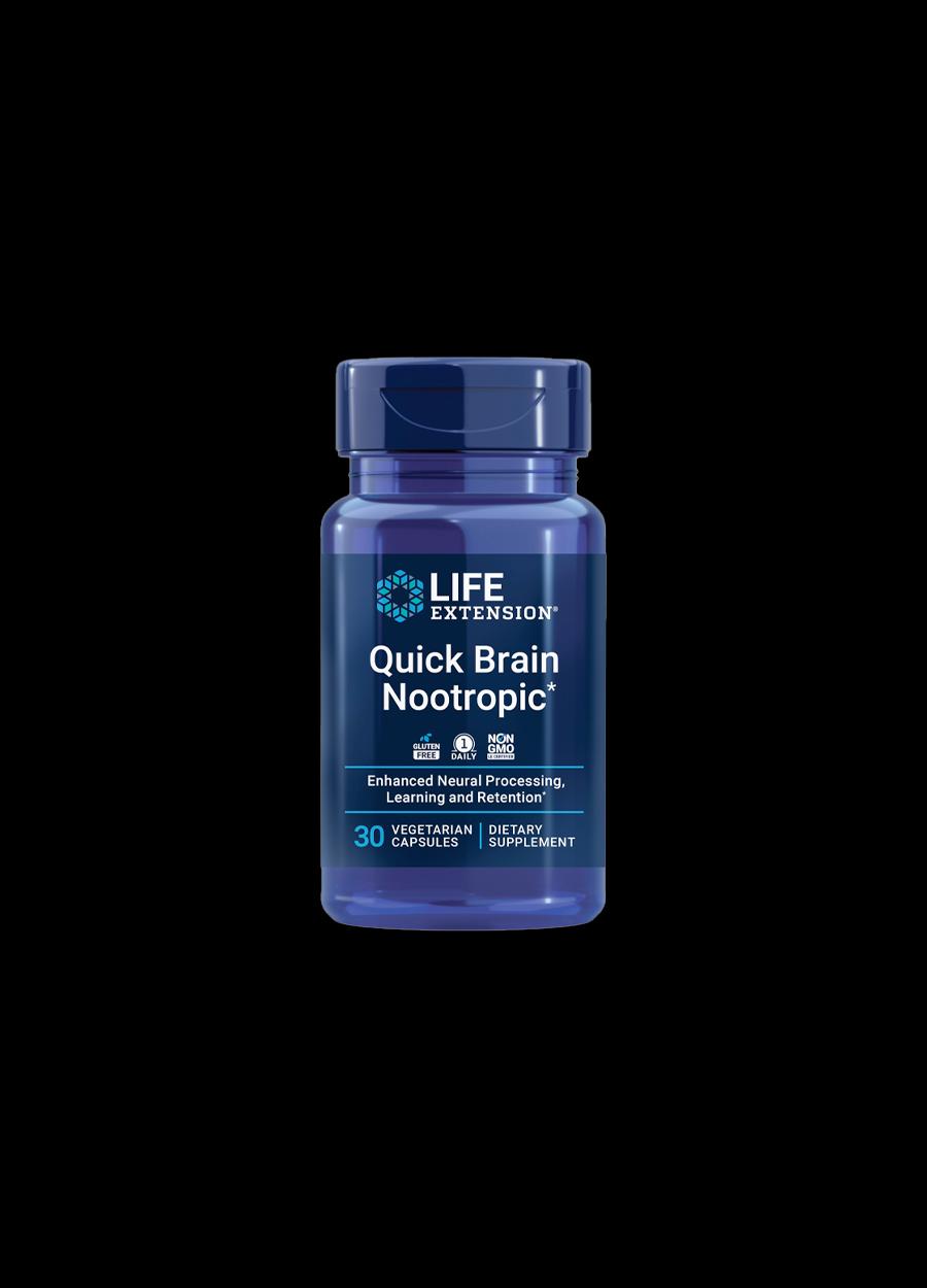 Life Extension Quick Brain Nootropic 30 Kapslar Framsida