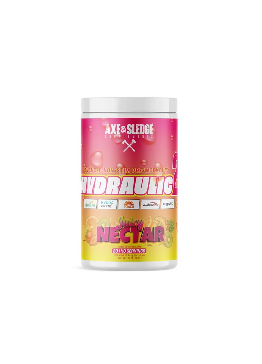 Axe & Sledge Hydraulic V2 Non-Stim Pre-Workout Stimfri PWO 452g Juicy Nectar Framsida
