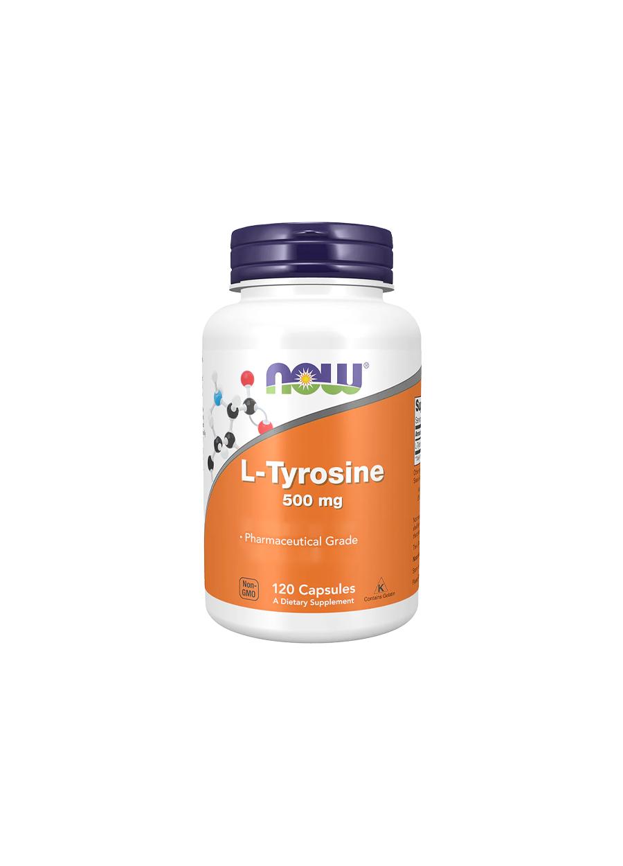 NOW Foods L-Tyrosine 500mg 120 Kapslar Framsida