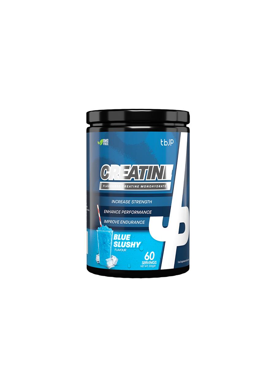 Trained by JP Flavoured Creatine 300g Blue Slushy Framsida