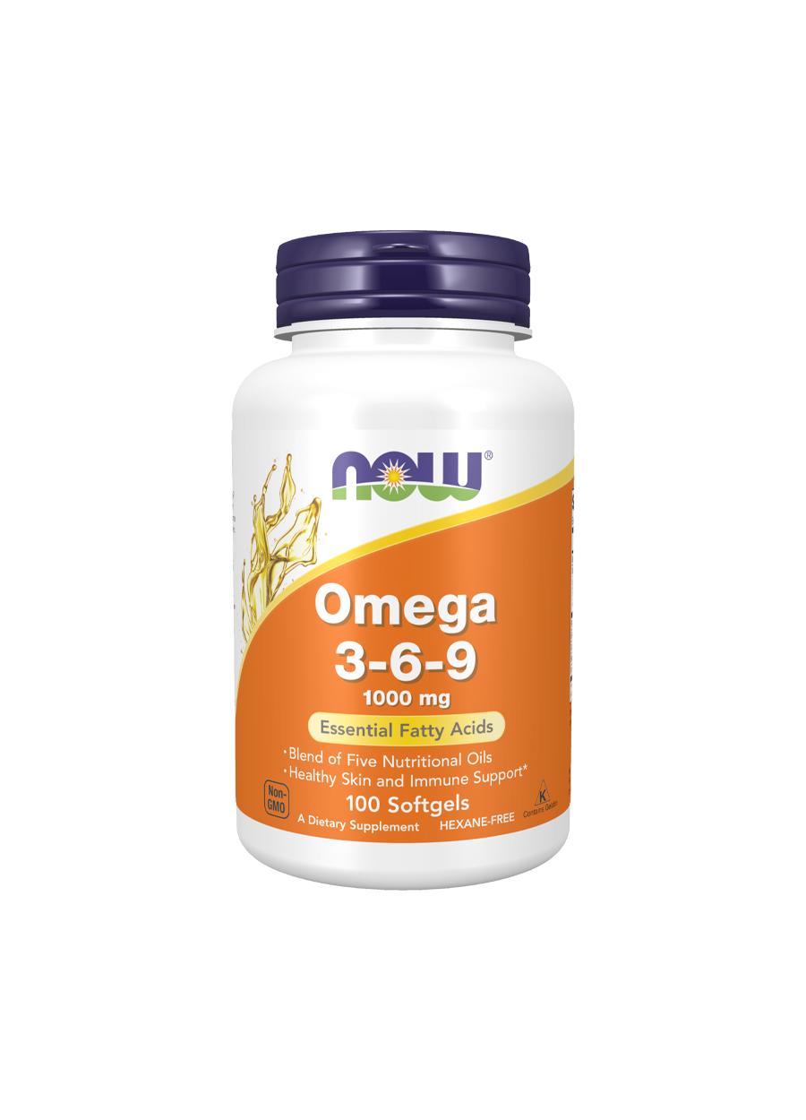 NOW Foods Omega 3-6-9 1000mg 100 Kapslar Framsida