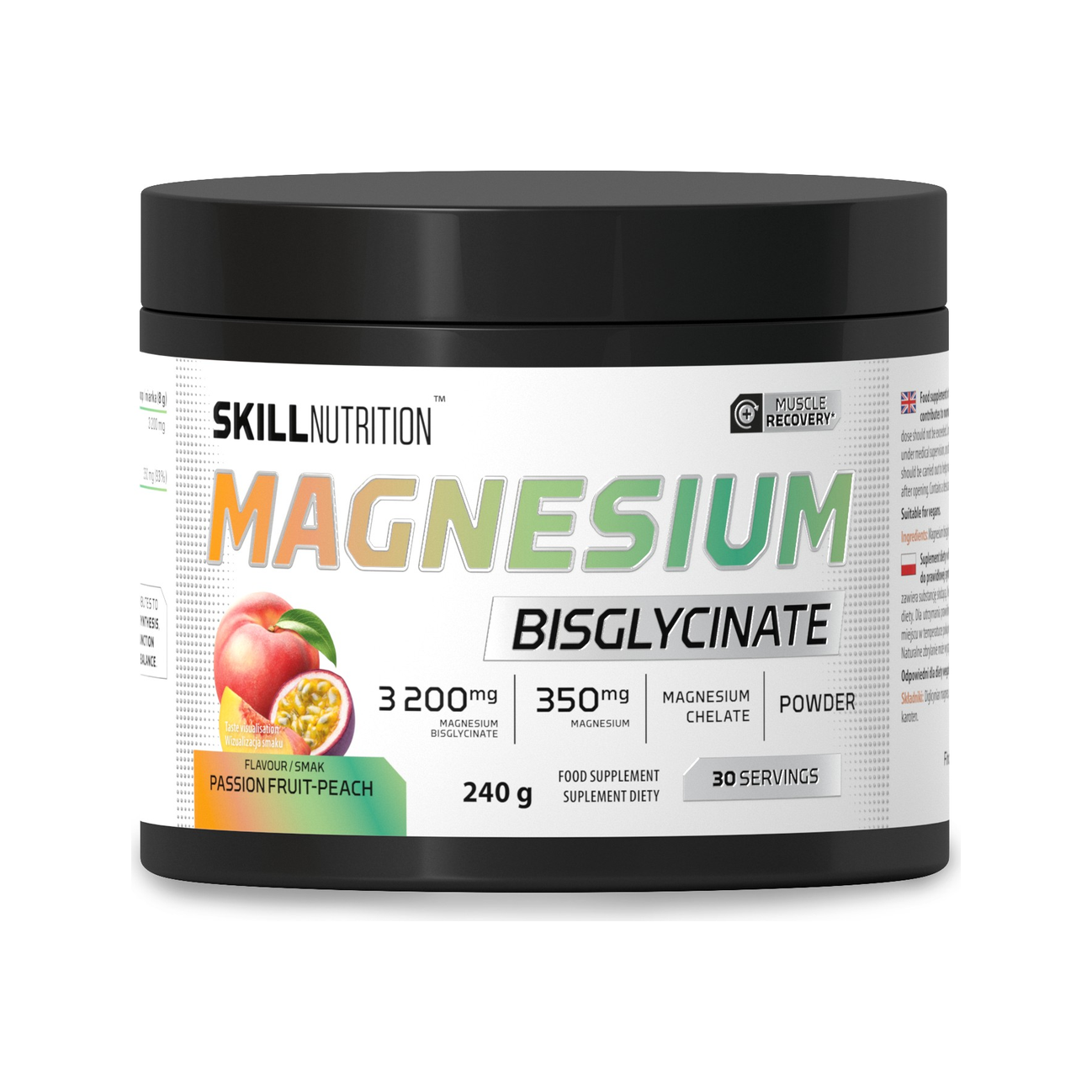 Magnesium Bisglycinate Powder, Passion Fruit-Peach - 240 grams