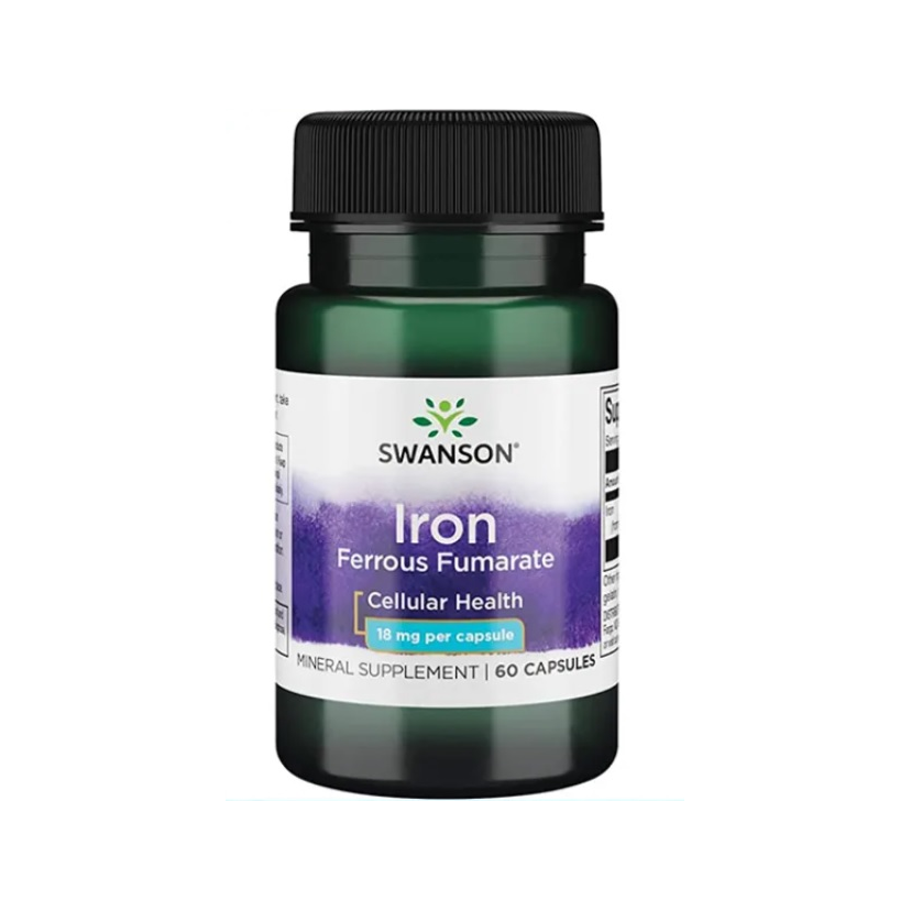 Kapselburk med Swanson Iron (Ferrous Fumarate) 18 mg, 60 kapslar