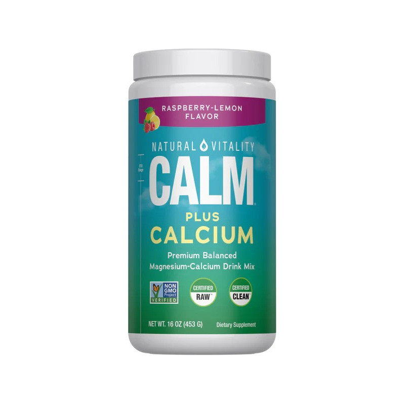Natural Vitality CALM Plus Calcium kosttillskott i burk, hallon-citron, 453 g