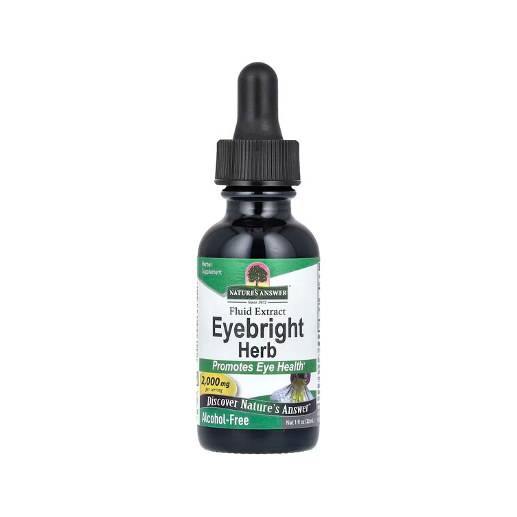 Nature's Answer ögonört-extrakt i mörk droppflaska med pipett och etikett