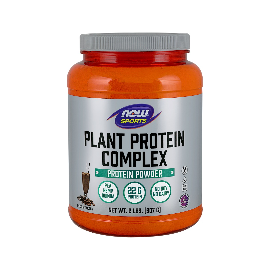 Proteinpulver i burk NOW Sports Plant Protein Complex, Chocolate Mocha, 907 g
