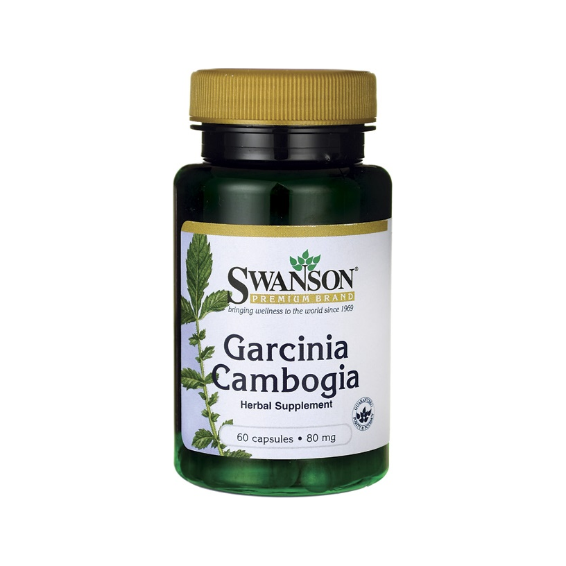 Swanson Garcinia Cambogia kapseltillskott i mörkgrön flaska med guldfärgat lock