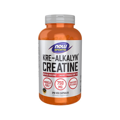 NOW Sports Kre-Alkalyn kreatin kapslar i orange flaska