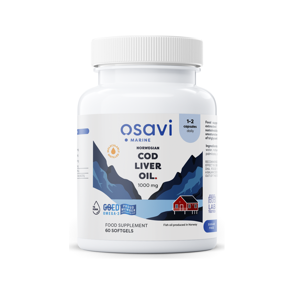 Norwegian Cod Liver Oil Softgels, 1000mg (Lemon) - 60 softgels