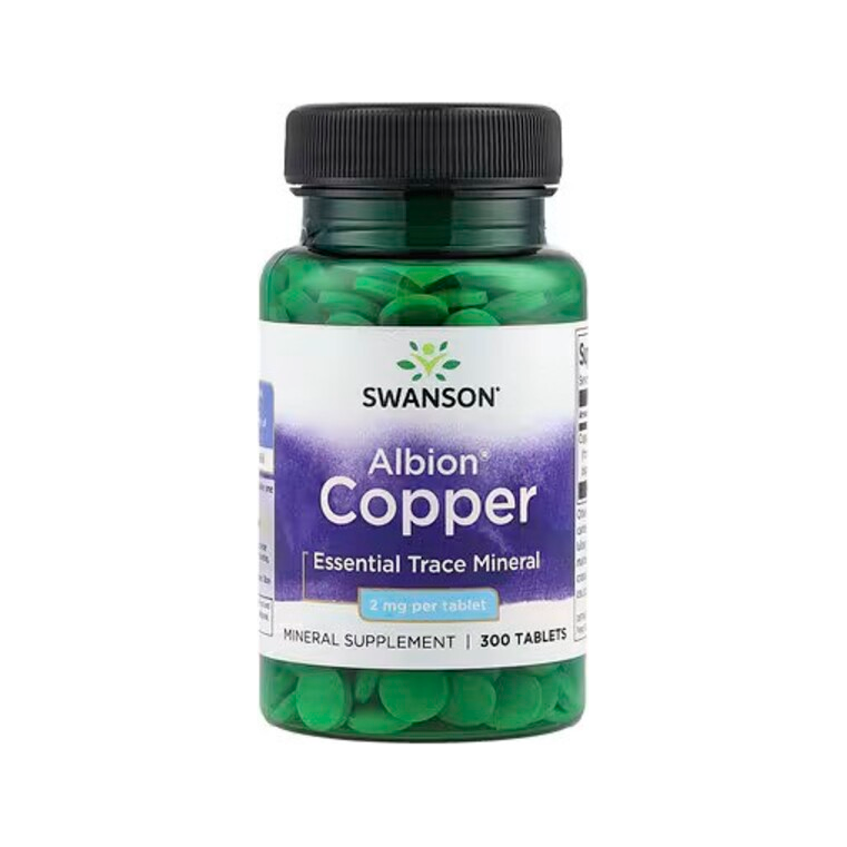 Koppertillskott i flaska: SWANSON Albion Copper, 2 mg per tablett, 300 tabletter