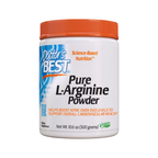 Doctor's Best L-argininpulver i vit plastburk med orange lock, 300 g