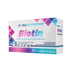 Allnutrition Biotin 5000 mcg låda med 30 kapslar, framsida.