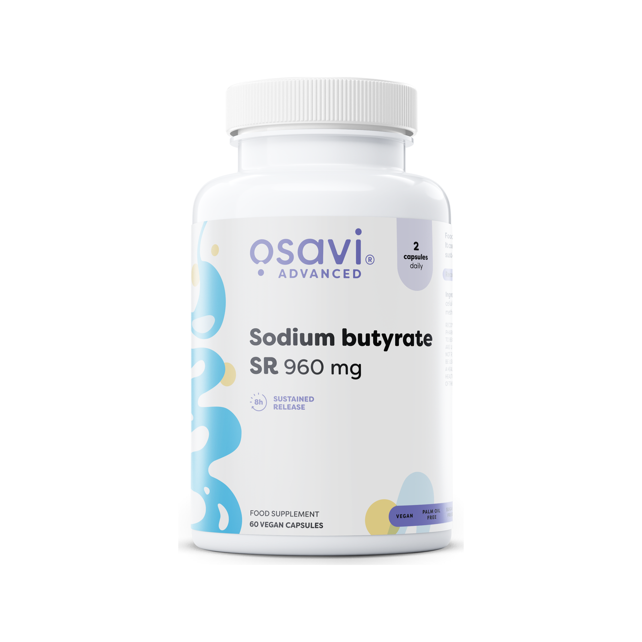 Kapselburk Osavi Sodium butyrate SR 960 mg, 60 växtbaserade kapslar
