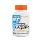 Doctor's Best L-arginintillskott i vit flaska med orange lock, 120 tabletter