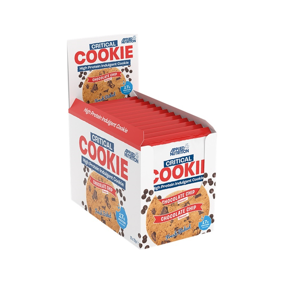 Förpackning med proteincookies med chokladbitar, 12-pack