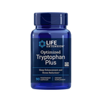 Kapselburk med blått lock och etikett för Optimized Tryptophan Plus (90 kapslar)