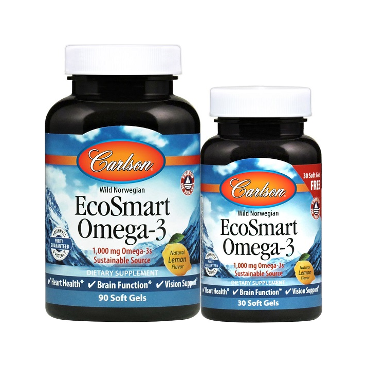 Smart Omega-3, 1000mg Natural Lemon - 90 + 30 softgels