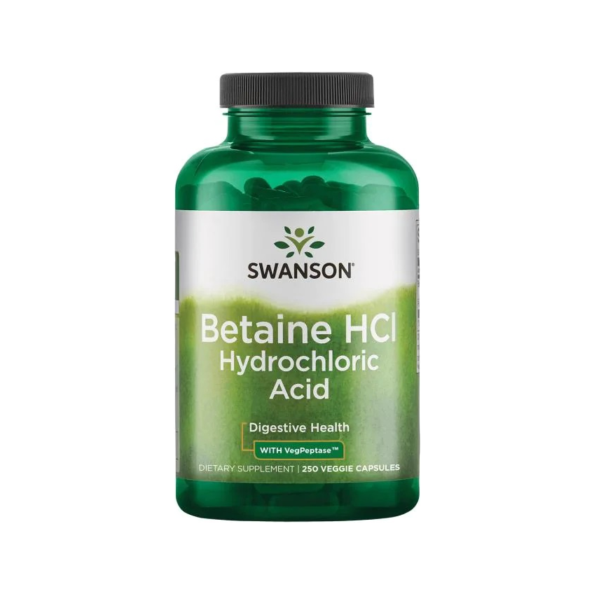 Betaine HCl Hydrochloric Acid - 250 vcaps