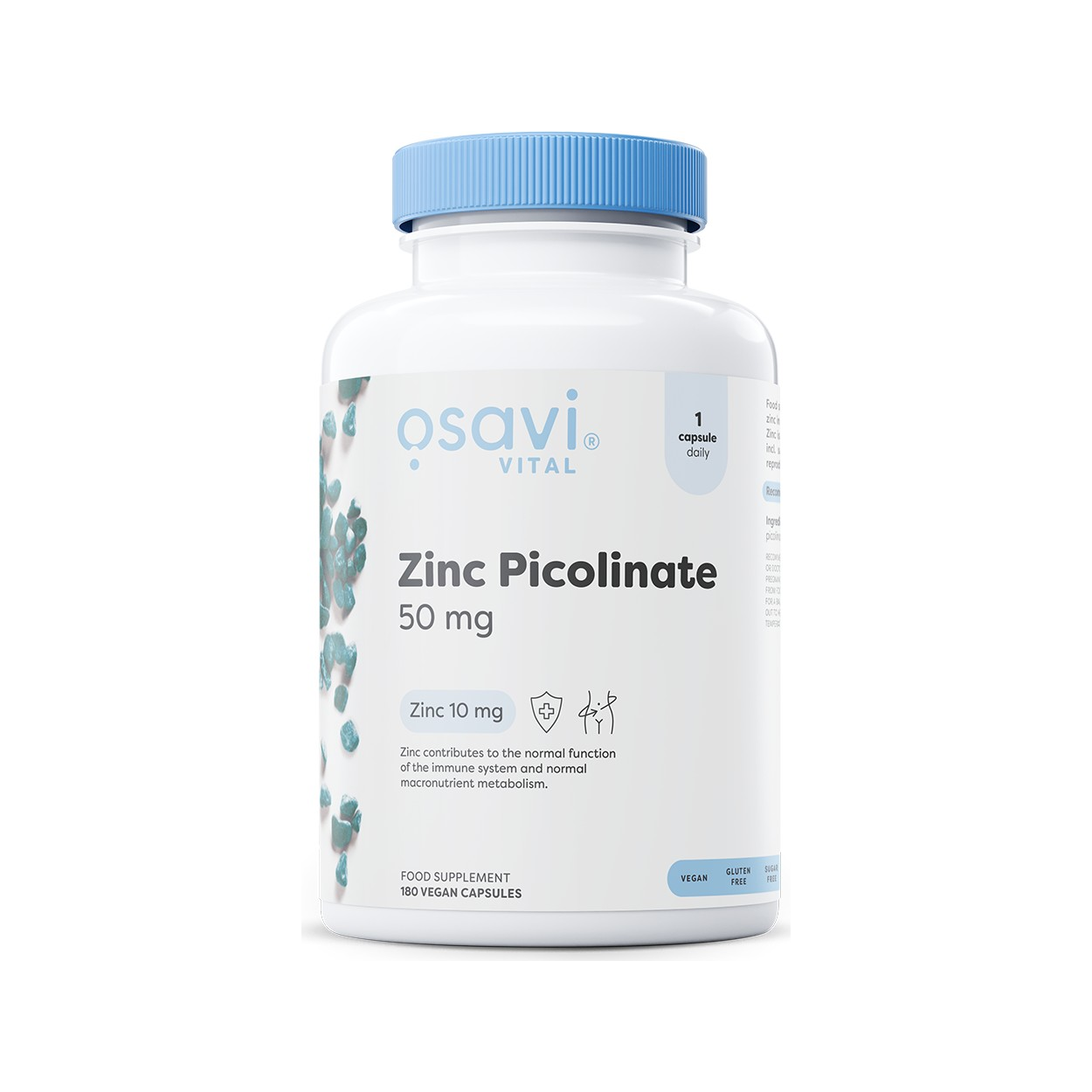 Flaska med Osavi Zinc Picolinate 50 mg, zinktillskott (180 kapslar)
