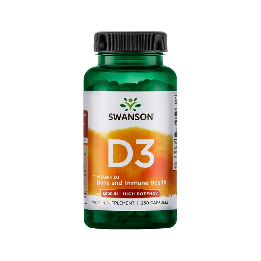 Swanson D3-vitamin kapselburk, 1000 IU, 250 kapslar