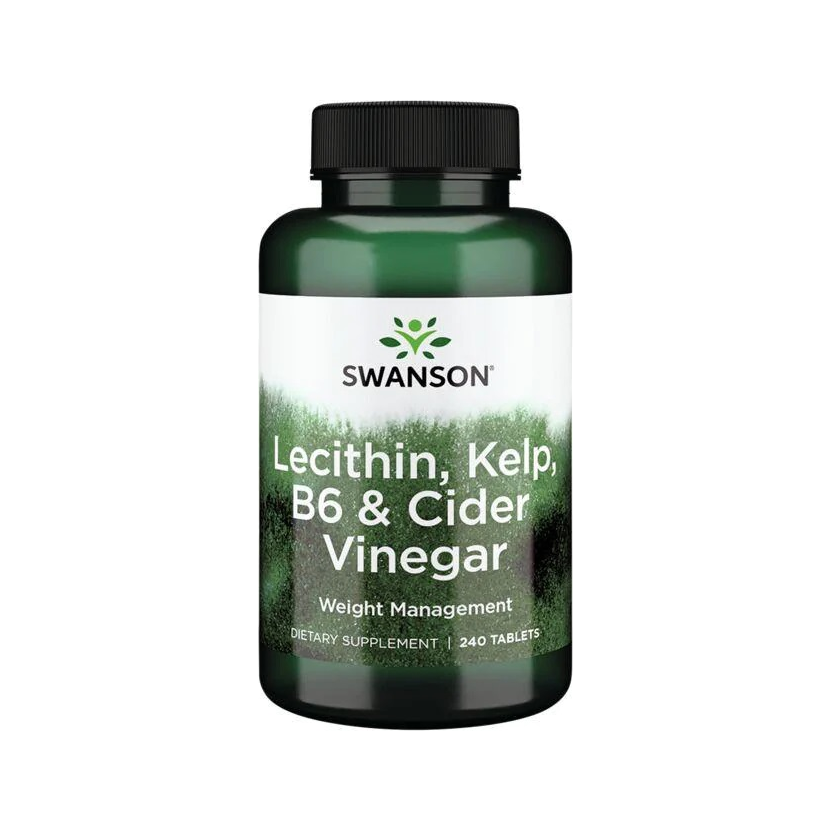 Swanson kosttillskottflaska med lecitin, kelp, B6 och cidervinäger