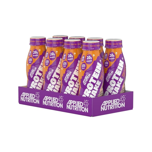 Applied Nutrition high protein-shake, 8-pack, lila flaskor i lila kartong