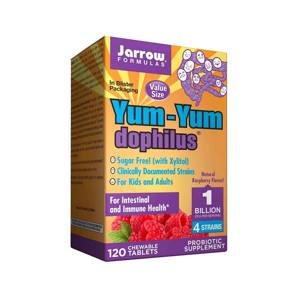 Jarrow Formulas Yum-Yum Dophilus tuggtabletter, förpackningskartong