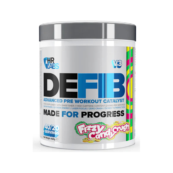 Träningspreparatburk med HR Labs Defib V3, Fizzy Candy Crush-smak, 420 g