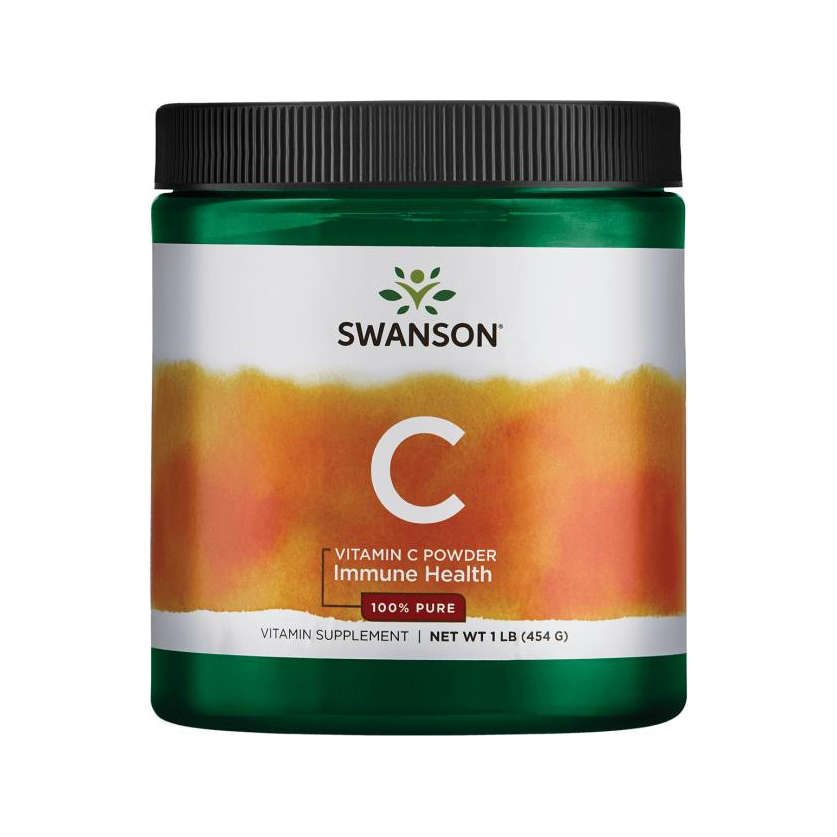 Swanson C-vitaminpulver i burk med skruvlock, 454 g.