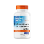 Kapseltillskott i flaska med orange lock: Doctor's Best Hyaluronic Acid + Chondroitin