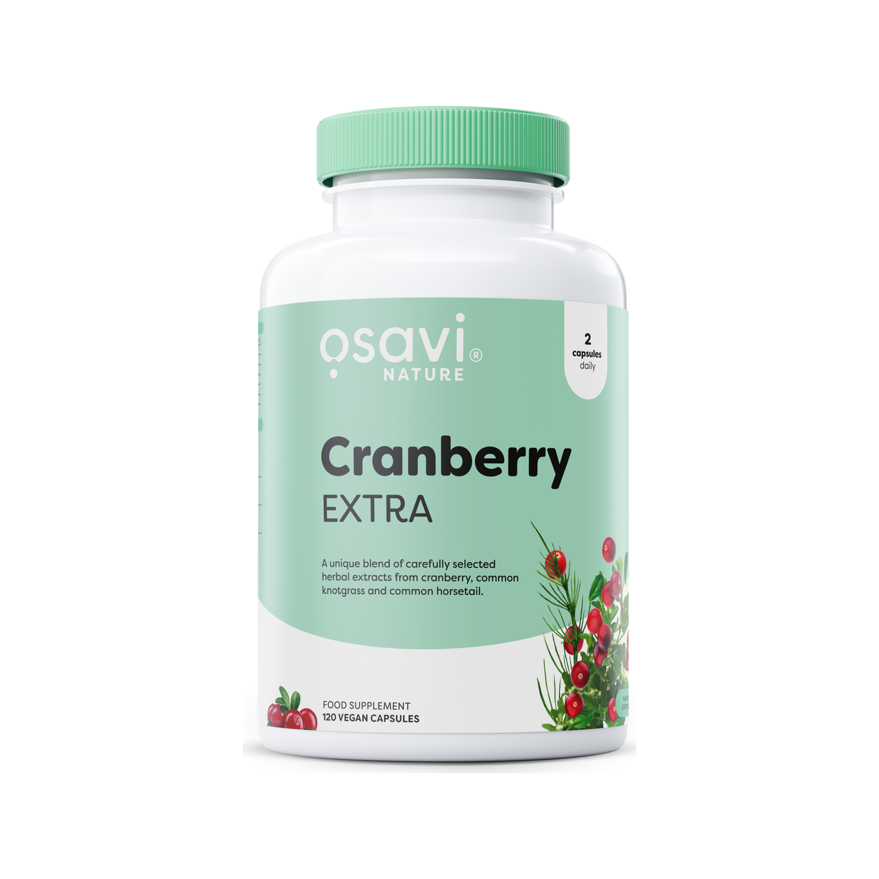 Osavi Cranberry EXTRA 120 kapslar i grönvit burk