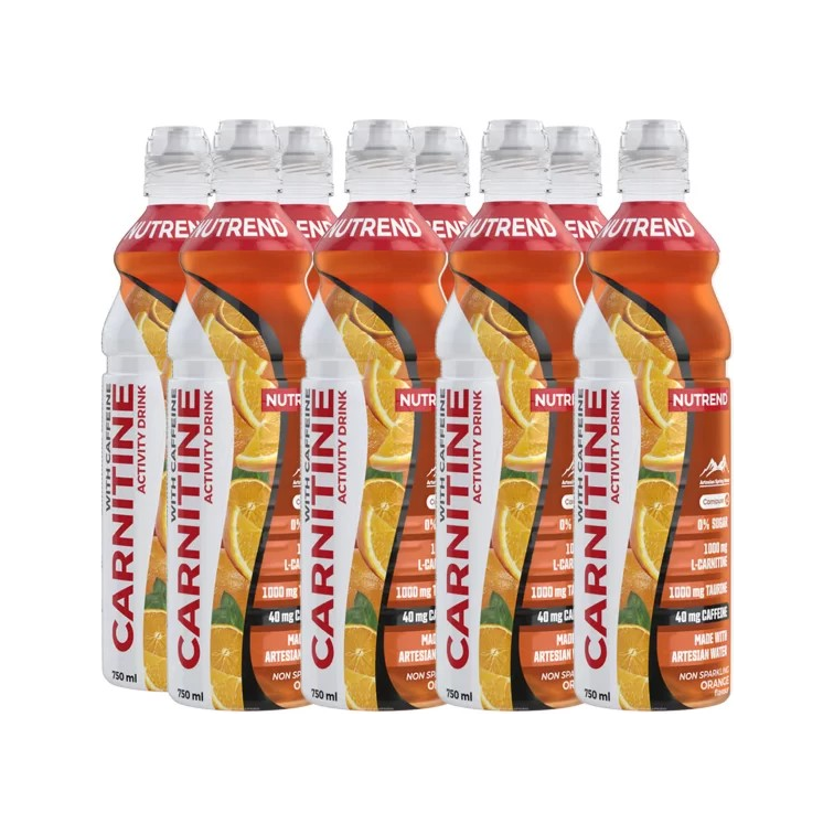Carnitine Activity Drink with Caffeine, Non Sparkling Orange - 8 x 750 ml.