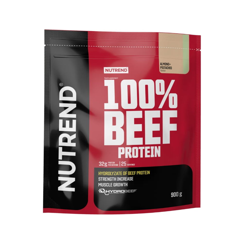 Proteinpulverpåse Nutrend 100% beef, mandel-pistage, 900 g