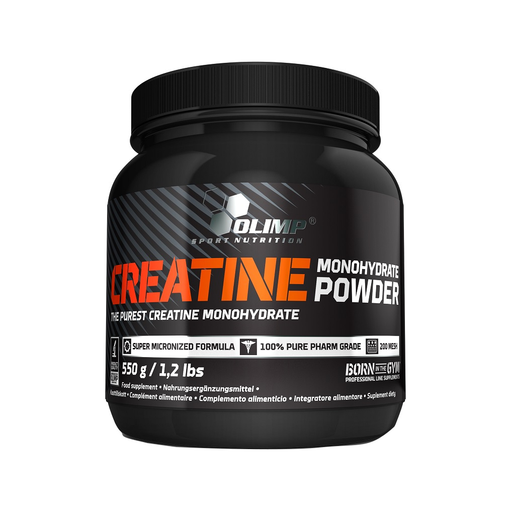 Kreatinmonohydratpulver i svart burk, Olimp Nutrition, 550 g