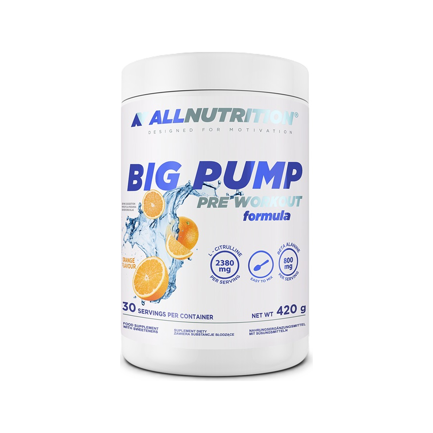 Allnutrition Big Pump pre-workout formula, apelsin, 420 g