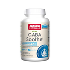 Jarrow Formulas GABA Soothe kapselburk, vit burk med röd och svart etikett
