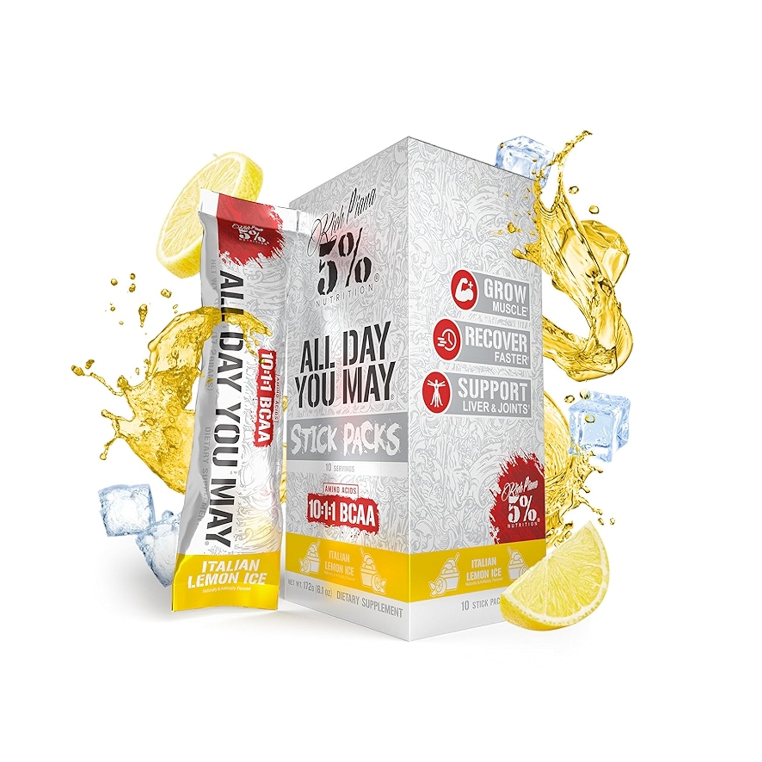 5% Nutrition AllDayYouMay - Legendary Series Stick Packs Italian Lemon Ice 10 x 17g
