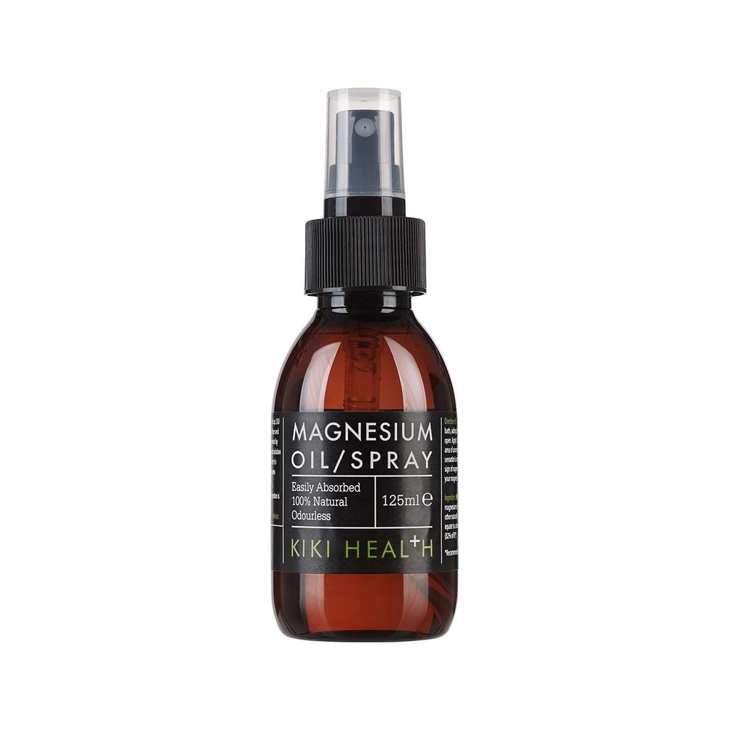 KIKI Health magnesiumolja i sprayflaska, bärnstenfärgad flaska, 125 ml