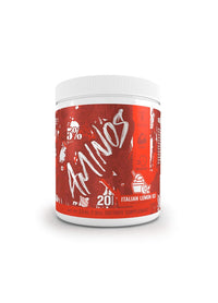 Aminosupplement i röd plastburk med vit skruvlock, 224 g