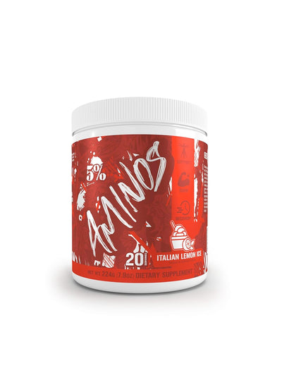 Aminosupplement i röd plastburk med vit skruvlock, 224 g