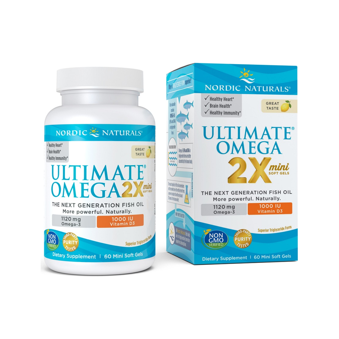 Ultimate Omega 2X Mini with Vitamin D3, 1120mg Lemon - 60 mini softgels