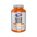 Kosttillskottflaska AAKG 2200 med orange lock, etikett och 180 vegkapslar