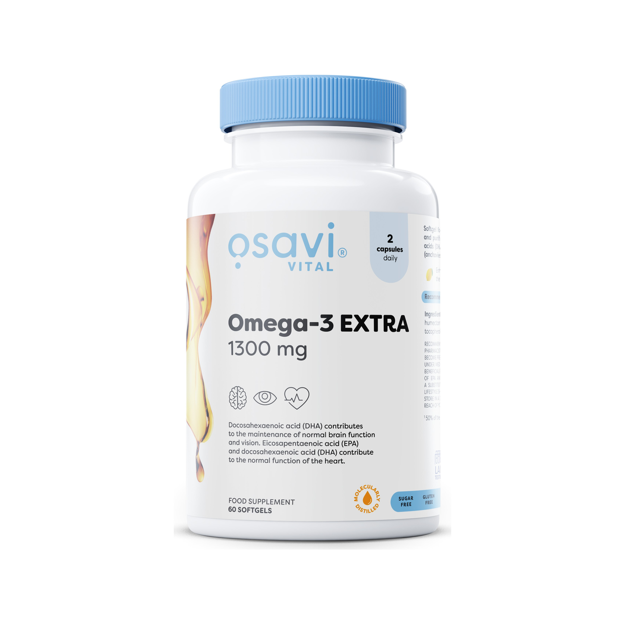 Omega-3 Extra Molecularly Distilled, 1300mg (Lemon) - 60 softgels