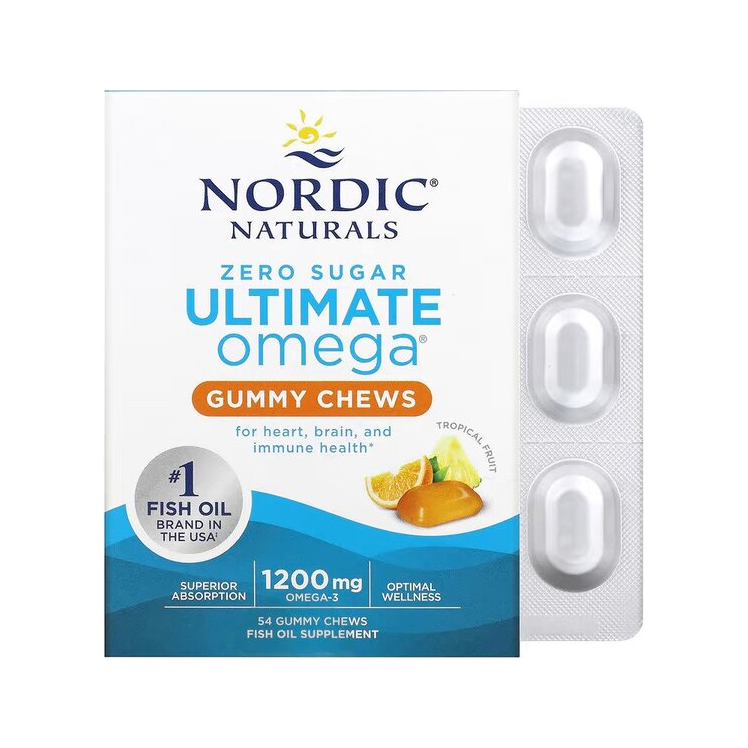Ultimate Omega Gummy Chews, 1200mg Tropical Fruit - 54 gummies