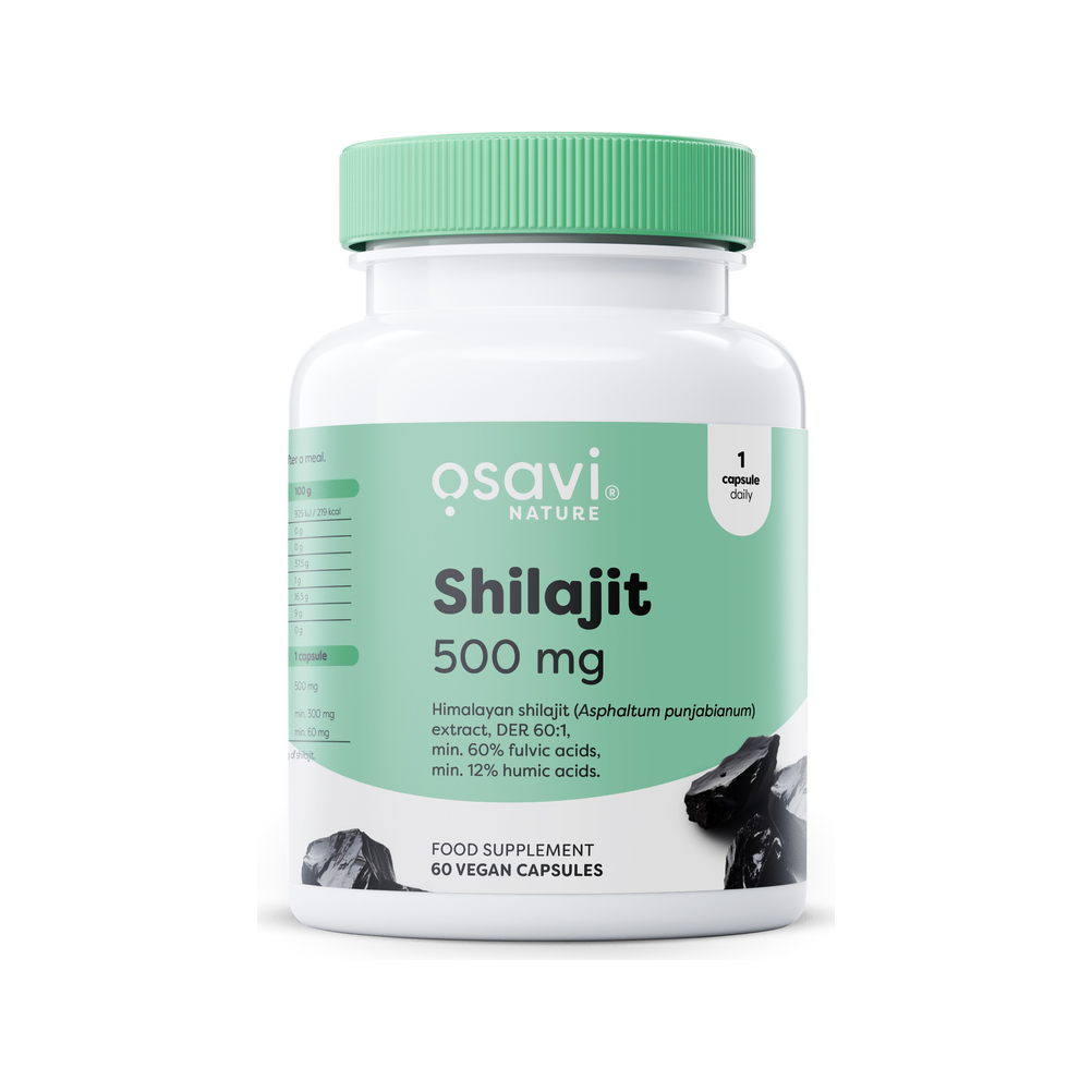 Osavi Shilajit 500 mg kapselburk med grön etikett, 60 kapslar