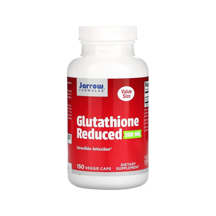 Jarrow Formulas glutation reducerad 500 mg kapselburk, röd etikett, vit burklock