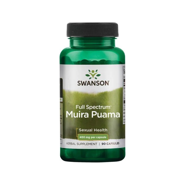 Kapselflaska med Swanson Full Spectrum Muira Puama 400 mg, 90 kapslar