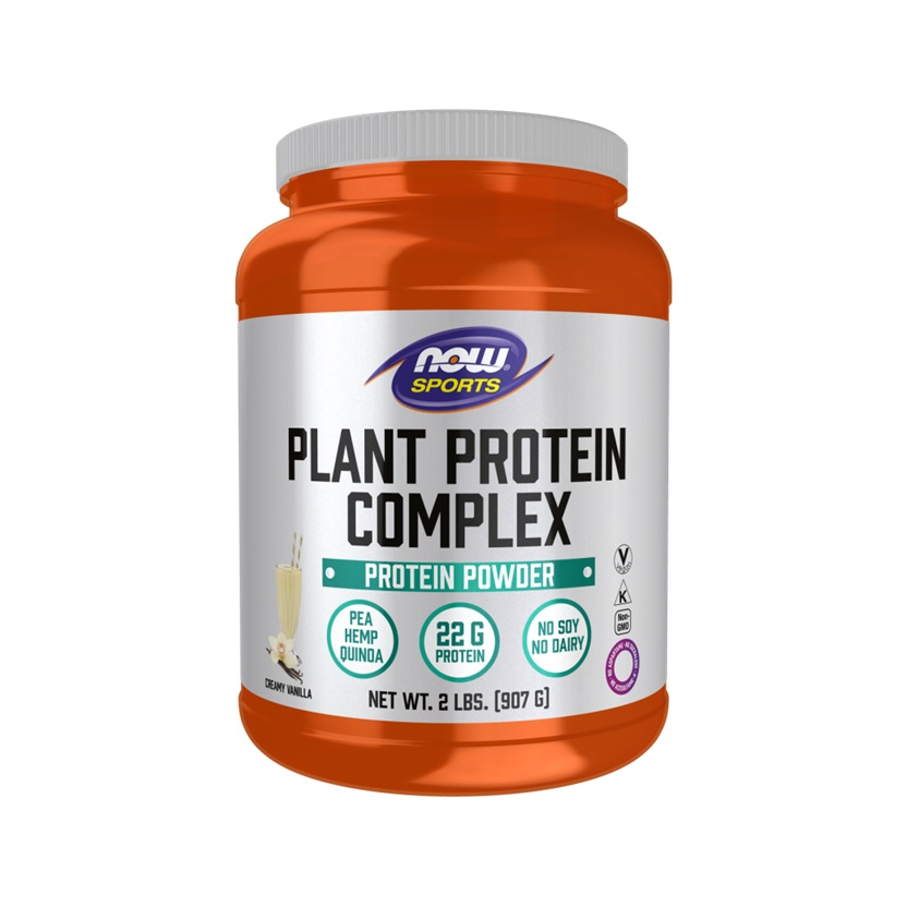 Proteinpulver i burk NOW Sports Plant Protein Complex, Creamy Vanilla, 907 g