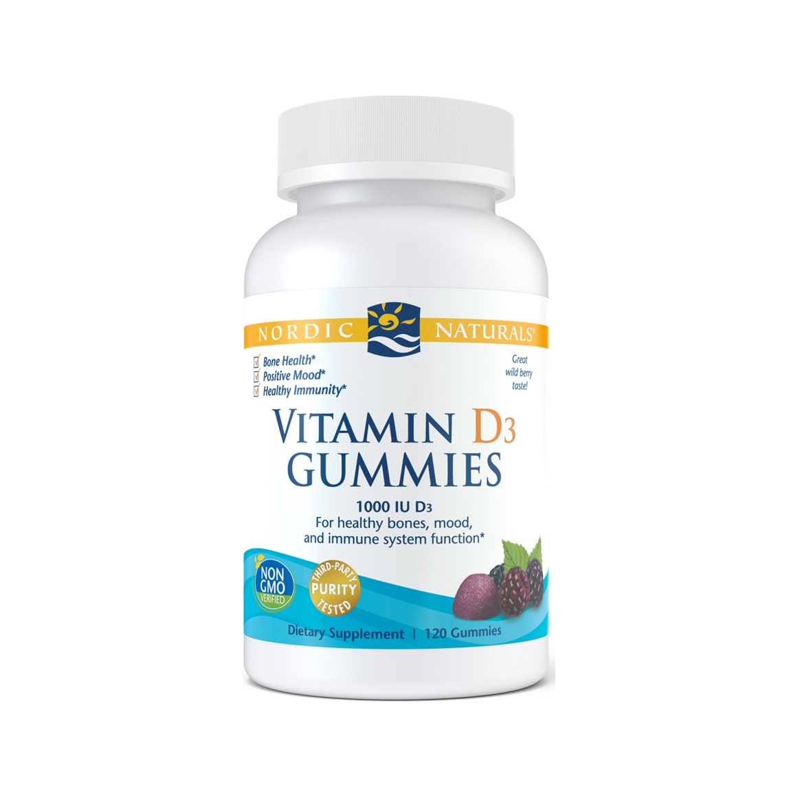 Nordic Naturals Vitamin D3-gummies i burk, 120 tuggtabletter